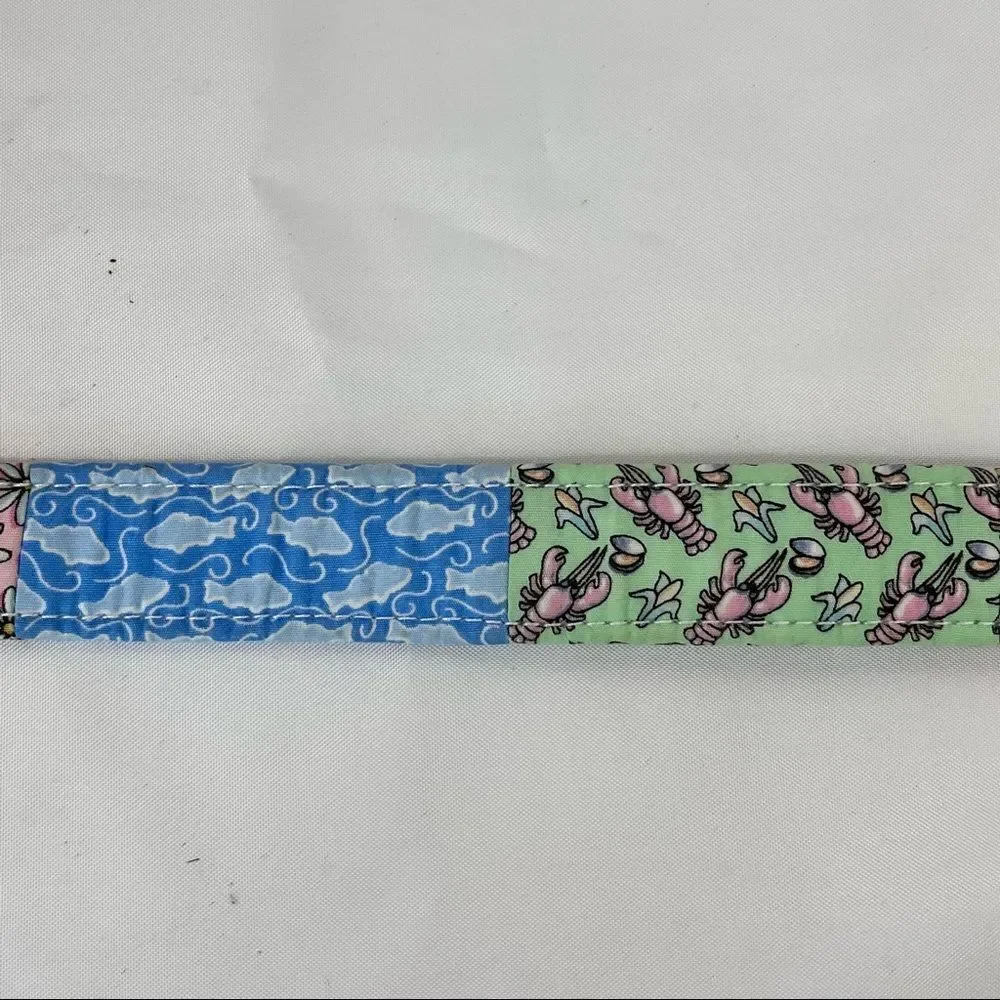 Vineyard Vines Kids Girls Patchwork Belt D Ring Fabric Pink Blue Green Large
